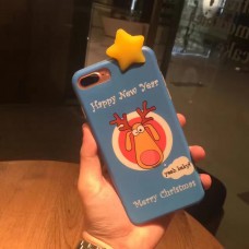 iPhone 6 6s 4.7 - Christmas Deer Incoming Call LED Flashing PC Hard Phone Protective Cover Case - Blue